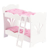KidKraft KidKraft Wooden Lil' Doll Bunk Bed with Pink Butterfly Bedding Set, Furniture for 18-Inch Dolls - White,Gift for Ages 3+