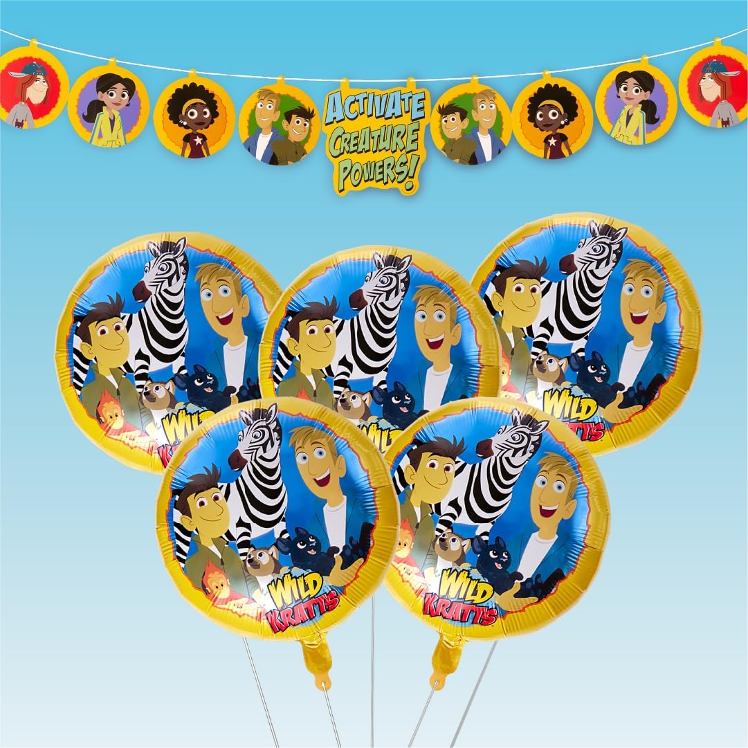 Wild Kratts Birthday Party Kit - All-in-One Celebration Pack for 10 Kids with Licensed Decorations, Environmentally Friendly Tableware, 5-Foot Banner