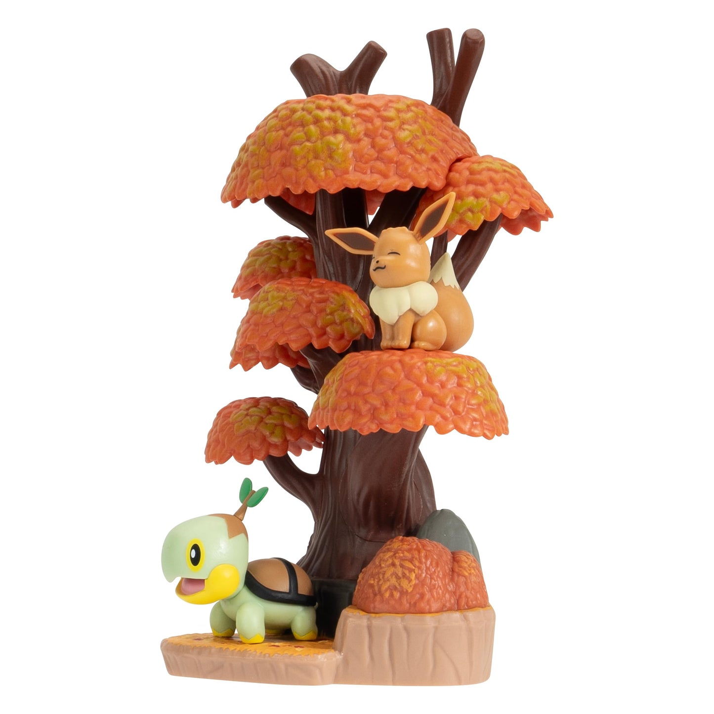 Jazwares Pokemon Autumn Forest Environment - 6-Inch Multi-Level Display Set with Two 2-inch Battle Figures