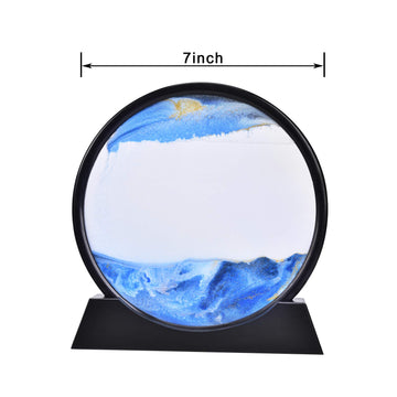 SNNplapla Moving Sand Art Picture Sand Art Liquid Motion Round Glass 3D Deep Sea Sandscape in Motion Display Flowing Sand Frame Desktop Art