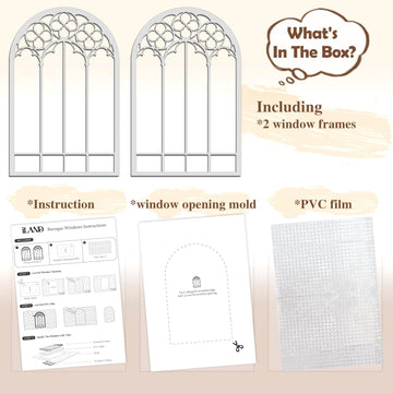 iLAND 1/12 Scale Accessories of Dollhouse Window, Wooden DIY Dollhouse Building Supplies, Complete Miniature Window Kit w/Wooden Frame & Grid Pattern