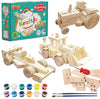 Kraftic Woodworking Building Kit for Kids, with 3 Educational DIY Carpentry Construction Wood Model Kit Toy Projects for Boys and Girls- Tractor