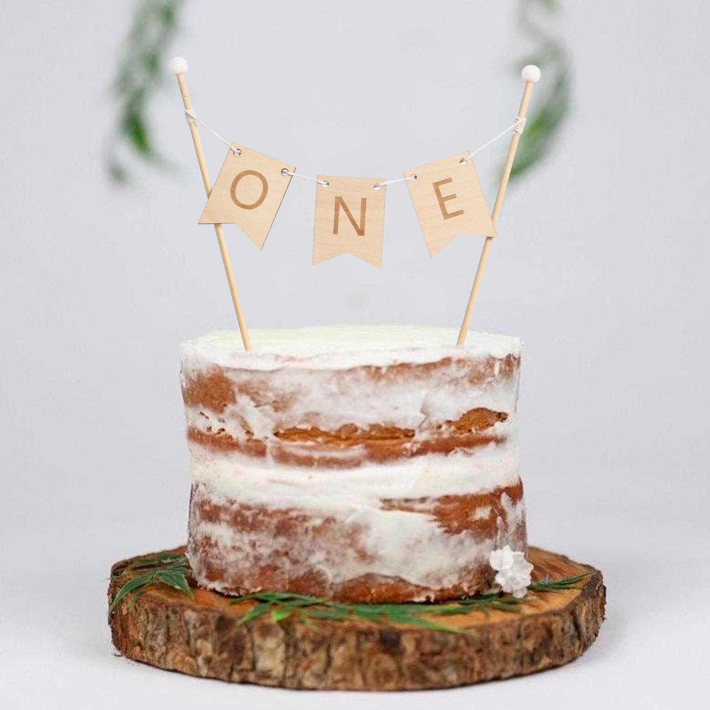 1ST BIRTHDAY CAKE TOPPER - Wooden First Birthday Cake Topper, First Birthday Party Decorations,Photo Props (Natural wood color)