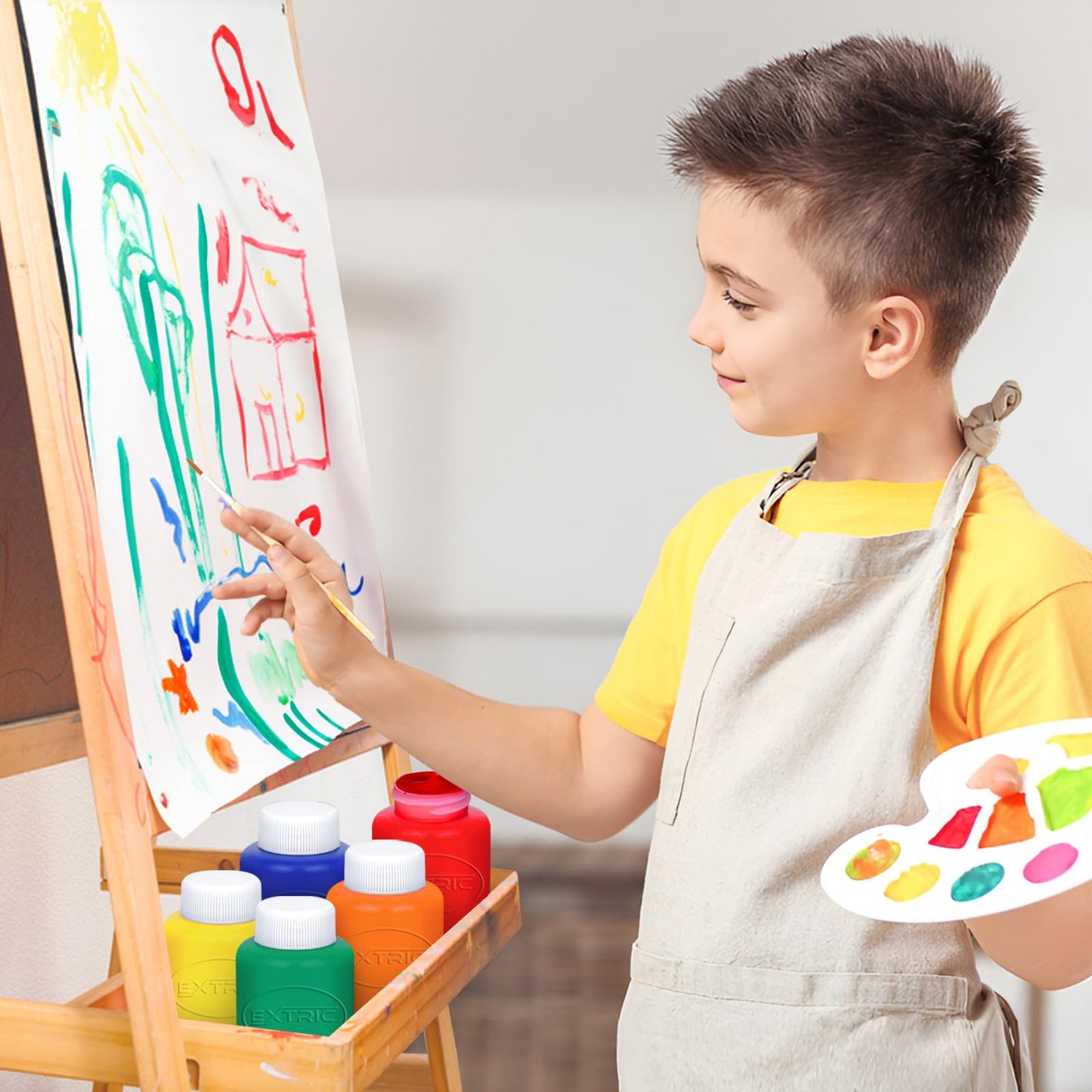 EXTRIC Washable Paint for Kids 6 PK Tempera Finger Paints 2oz Bottles