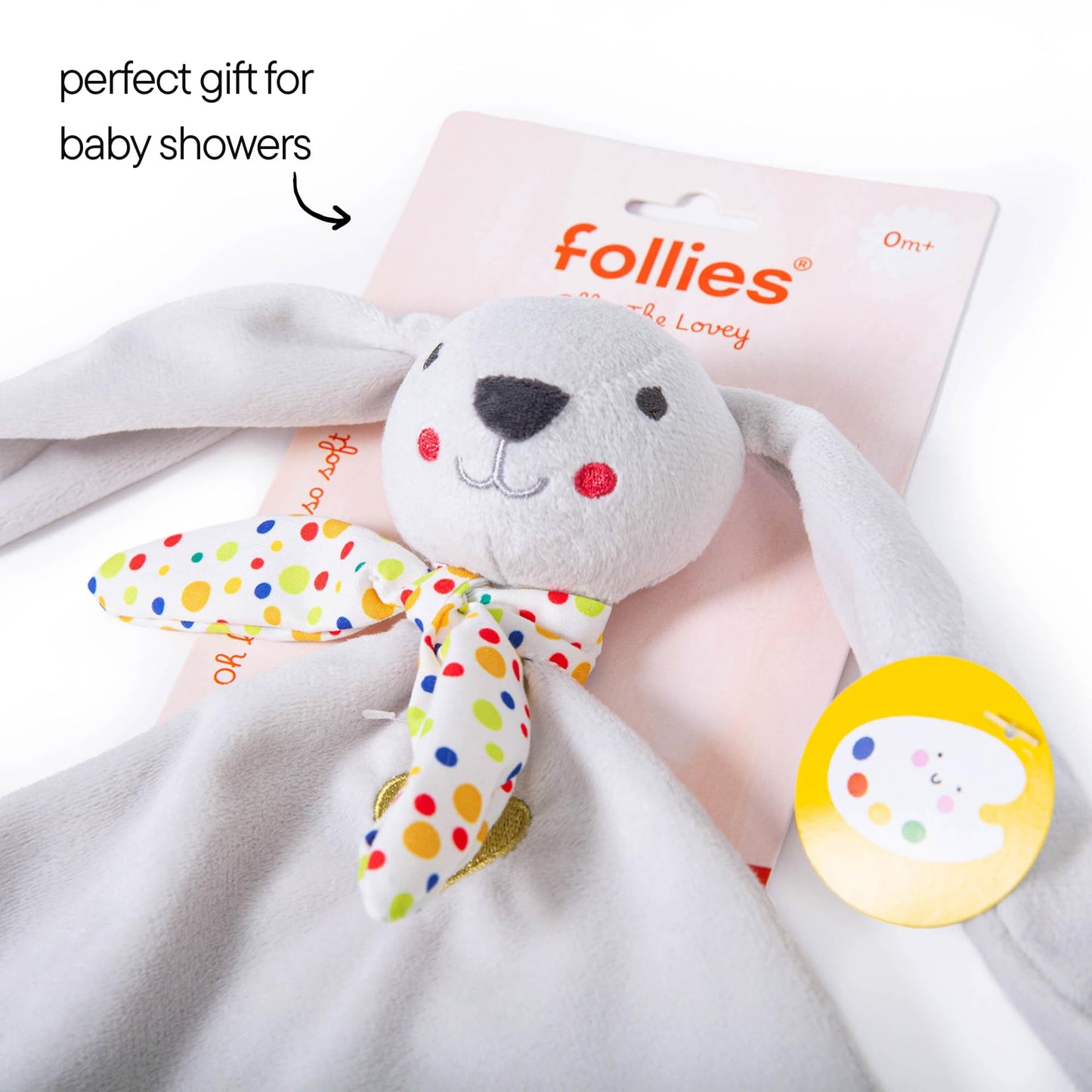 Follies Ollie The Lovey Bunny, Holiday Baby Gift, Super Soft Sensory Toy for Babies & Toddlers, Washable Blanket Lovey, Cuddly Keepsake for Newborns