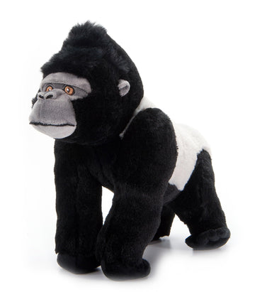 The Petting Zoo Silverback Gorilla Stuffed Animal Plushie, Gifts for Kids, Earth Keeperz Wildlife Animals, Zoologee Black Silverback Gorilla Plush