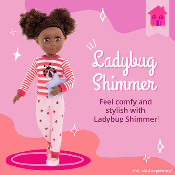 Glitter Girls - 14-Inch Doll Clothes - Ladybug Shimmer Pajama Top & Pant Regular Outfit - 3+ Years