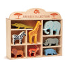 Tender Leaf Toys Safari Animals - 8 Wooden Zoo Figurines with a Display Shelf -Classic Toy for Pretend Play - Develops Social, Creative & Imaginative