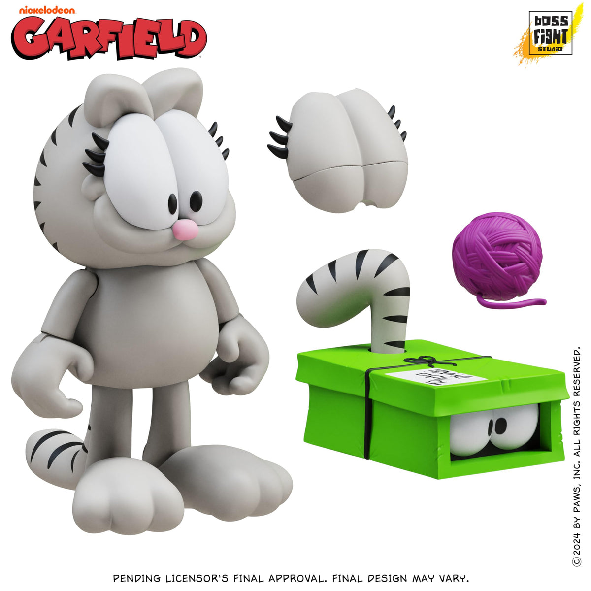 Boss Fight Studio Garfield Nermal the Kitten Action Figure - Highly Articulate Collectible Figurine with Shipping Box and Ball of Yarn Accessories and