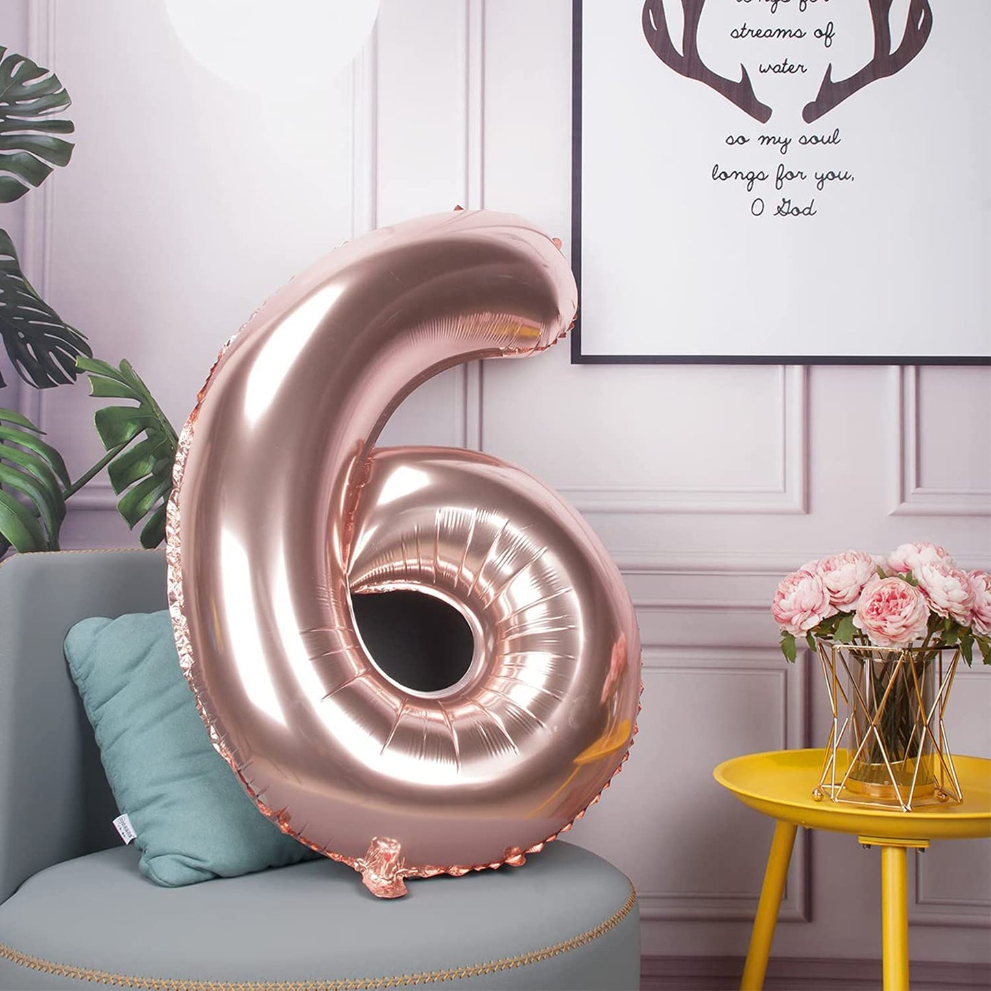 Rose Gold 16 Number Balloons Big Giant Jumbo Large Number 16 Foil Mylar Balloons for Girl Boy Men Sweet 16th Birthday Party Supplies 16 Anniversary
