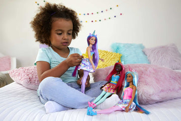 Barbie Dreamtopia Unicorn Fashion Doll with Blue & Purple Hair Wearing Removable Skirt & Accessories Including Themed Headband & Tail