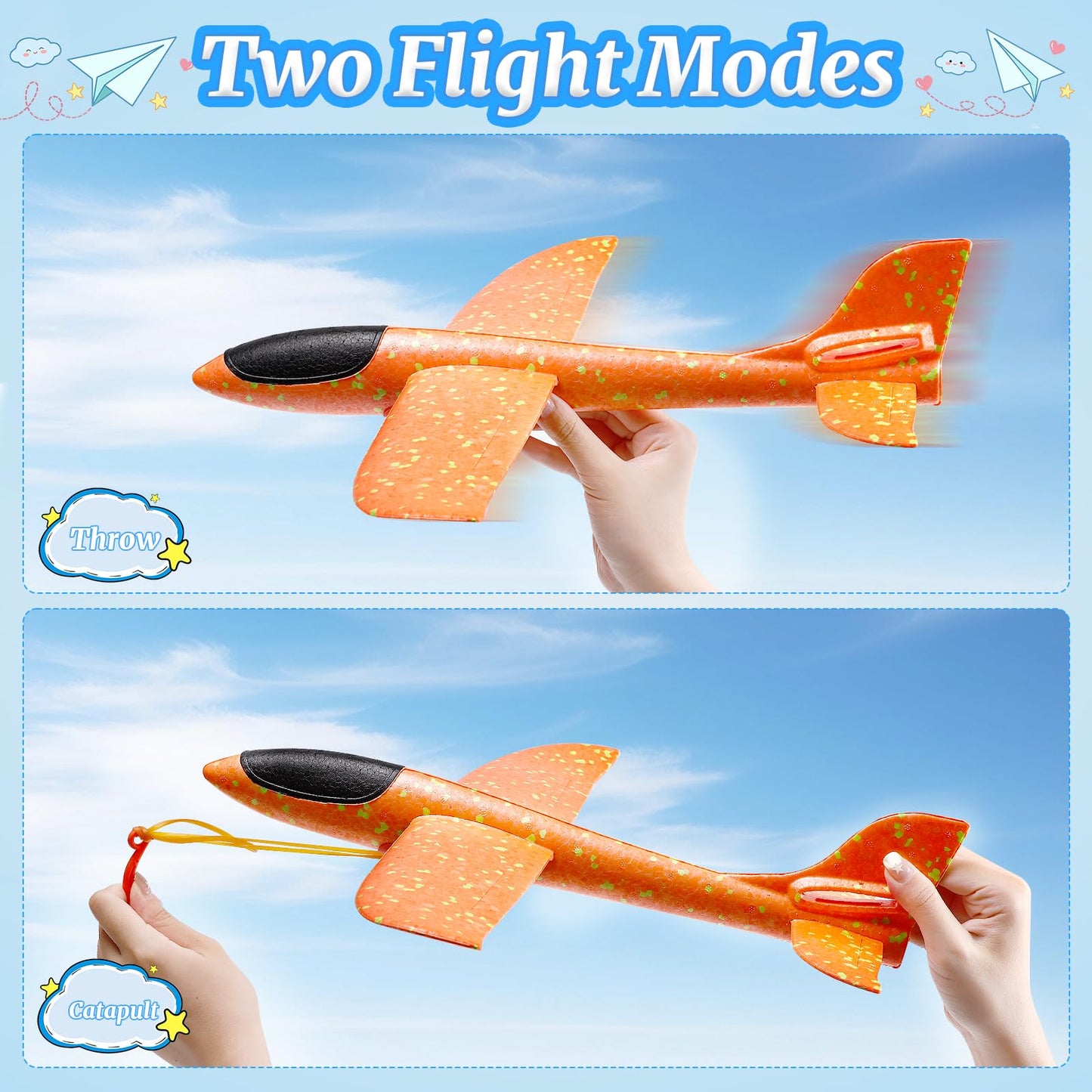 PUREZON Foam Airplane Toys, 4 Pack, 17 Inch, 4 Colors