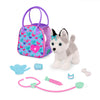 Pucci Pals Plush Husky Vet Care Carrier Playset, Stuffed Dog Set, Pet