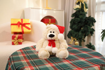 Plushland Adorable Soft Sophie Teddy Bear, Stuffed Animal Holiday Toys with Hat and Scarf Christmas Accessories - A Perfect Toy Gift for Kids 12