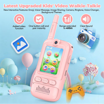 iYeHo Video Walkie Talkies for Kids,2 Pack-Kids Video Call Device with HD Camera,Filters,Emojis,Voice Changer & Voice Message,Auto Pairing, Durable