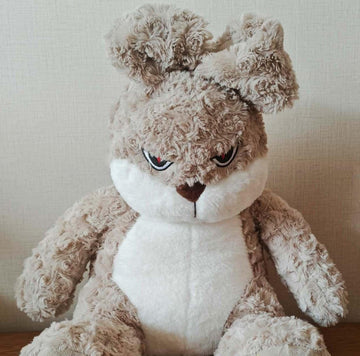 HWHXCZYH 19.6" Grumpy Bunny Plush, Funny Stuffed Animal Rabbit with Floppy Ears, Super Soft Moody Plushie Hug Pillow, Cute Gag Gift & Room Decor