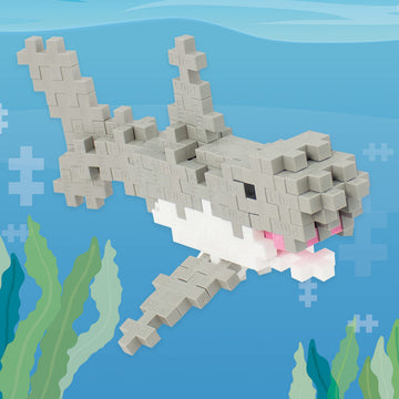 PLUS PLUS Shark - 3D Puzzle Sea Creature Building Block Set, Ocean Animals Figures Tube, Mini Interlocking Pieces - Fun Stem Toys for Kids