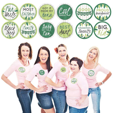 Big Dot of Happiness Family Tree Reunion - Gathering Party Funny Name Tags - Badges Sticker Set of 12