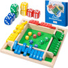 Shut The Box Dice Game,8 Dice 4 Players Wooden Board Table Math Skills Game with Drop it Game Instructions for Kids Adults Easy to Learn, Family