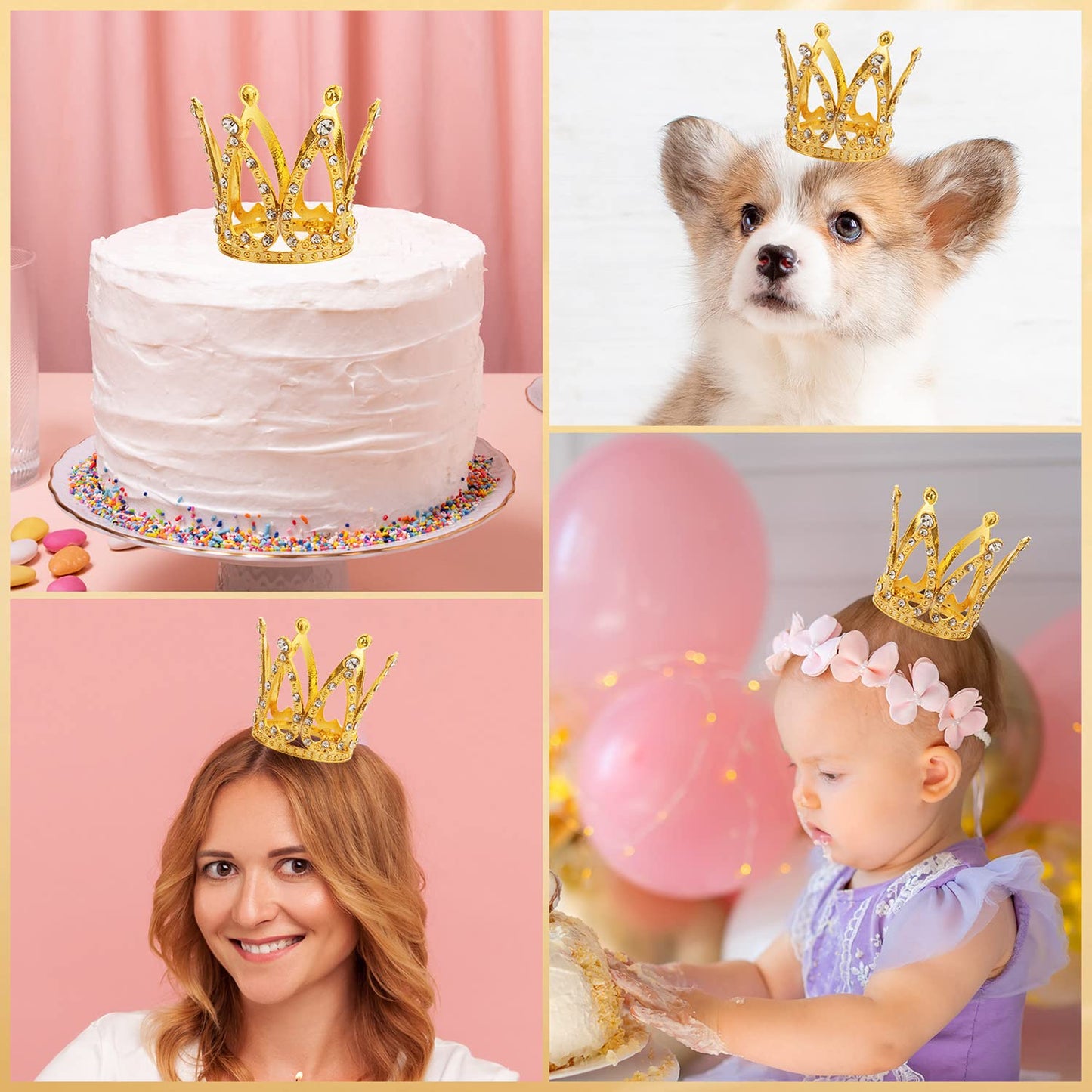 18 Pcs Mini Crown Cake Topper, Tiara Birthday Cake Toppers