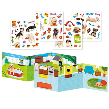Peaceable Kingdom Reusable Sticker Totes: My Pet Puppy - 2 sticker scenes & over 65 reusable cling stickers in a carry tote - Great for trips, errands