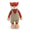 JamieCare 12" Cute and Cuddly Red Fox Stuffed Animal in Trendy Knit Overalls,Made with Premium Materials, Hypoallergenic,Warming Gift for Birthdays