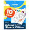 Pointer Water Coloring Sheets for Kids - Watercolor Art include Brush & 6 Non-Toxic Colors - Creative Fun Learning Activity Kit for Toddlers