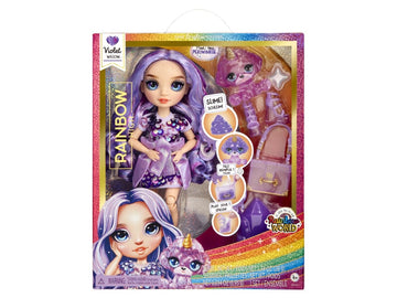 Rainbow High Fashion Doll with Slime & Pet - Violet (Purple) - 28 cm Shimmer Doll with Sparkle Slime, Magical Pet and Fashion Accessories - Kids Toy