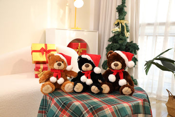 Plushland Adorable Soft Noah Teddy Bear, Stuffed Animal Holiday Toys with Hat and Scarf Christmas Accessories - A Perfect Toy Gift for Kids 12 Inches
