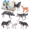 Volnau Wolf Toys Animal Figures 7PCS Figurines Zoo Pack for Toddlers Kids Christmas Decoration Gift Preschool Educational Sheep Jungle Forest Safari