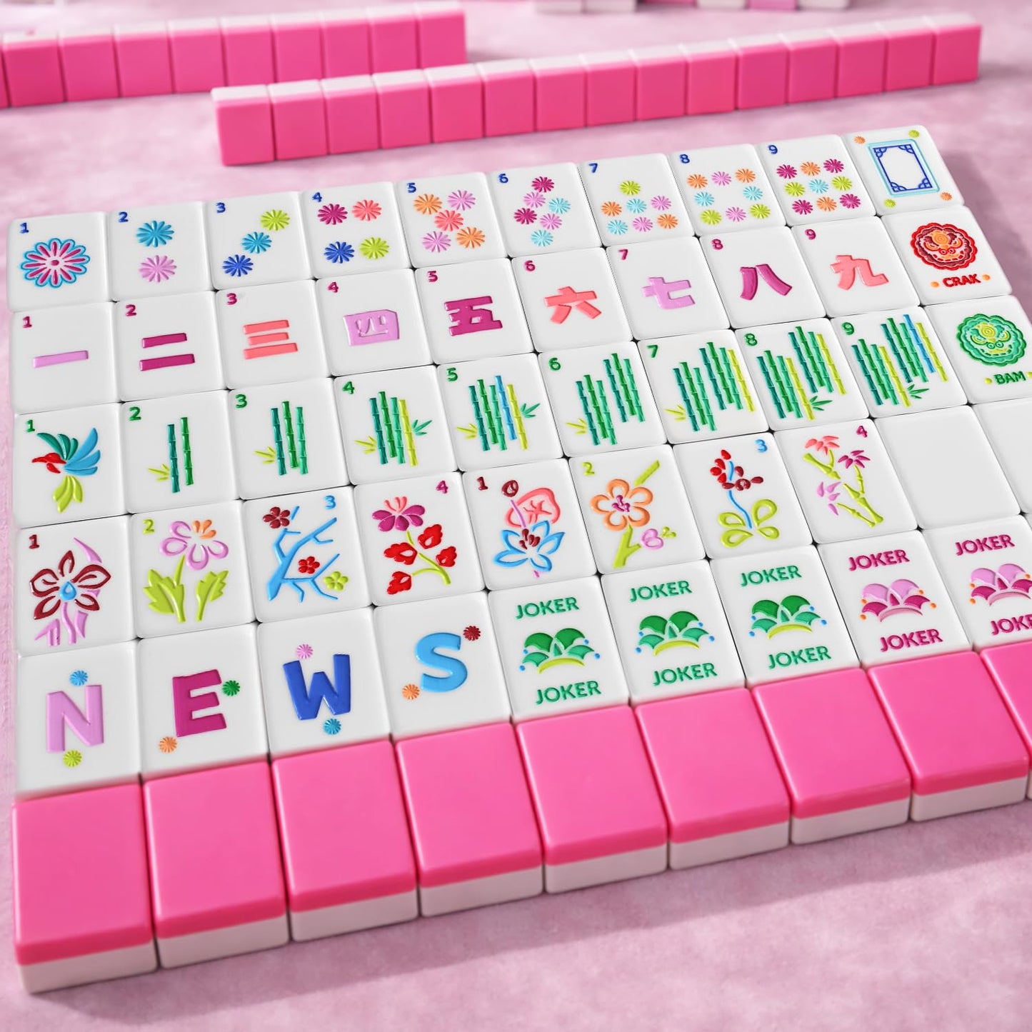 American Mahjong Set, 160 Pink Acrylic Tiles for Adults