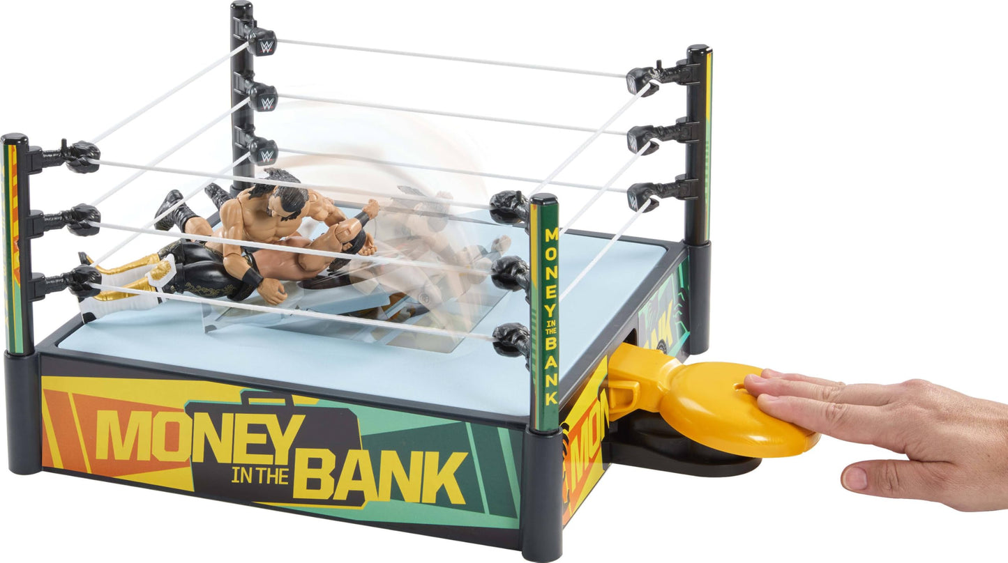 Mattel WWE Money in The Bank Cash-in Ring Playset with 2 Play Modes & 40+ Sounds & Phrases, Includes Launcher Crane, Ladders & Briefcase, 13-Inch x