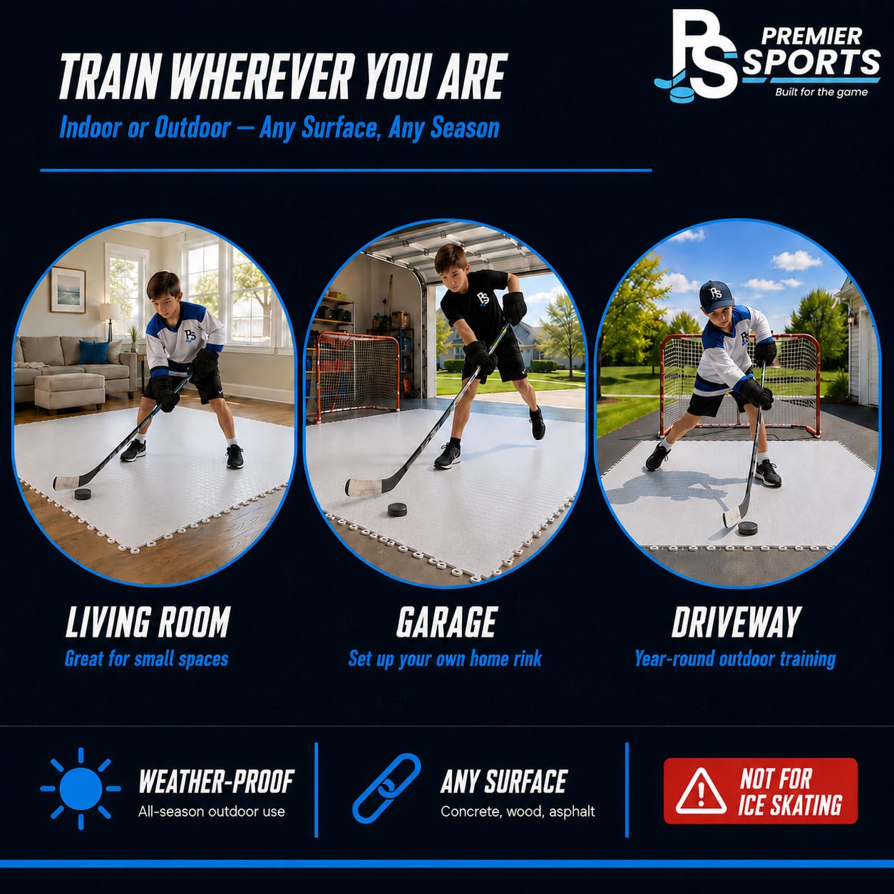 Hockey Flooring Tiles for Training 12 x 12“, Training Equipment, 8 Pack