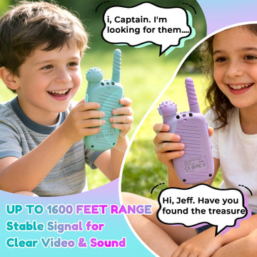 Kids Video Walkie Talkies, 2 Pack Long Range Walkie-Talkie for Kids, Rechargeable Video Call Toys with Camera for