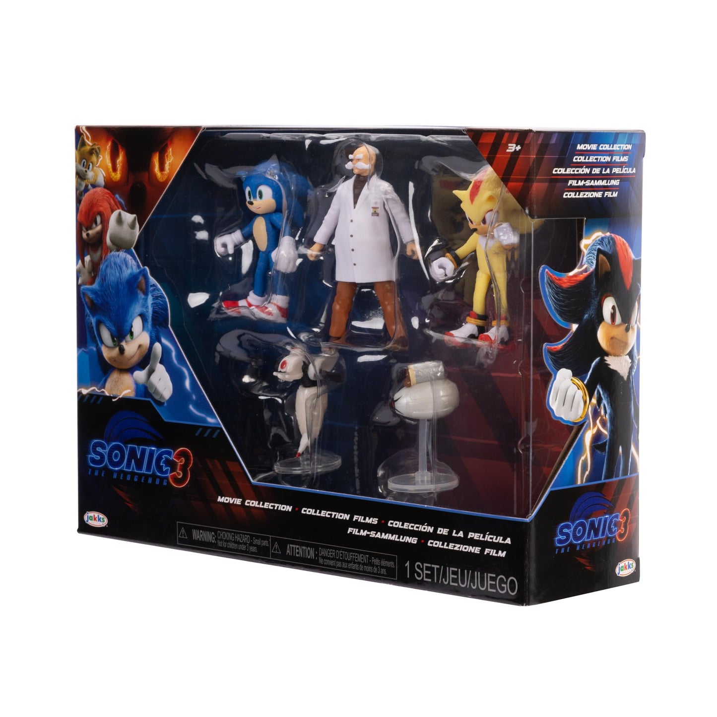 Sonic 3 Movie Action Figures 2.5-Inch Movie Collector Toy Figure Multi-Pack, Wave #3 Includes Sonic, Gerald Robotnik, Super S, Buzzbomber & Burrito