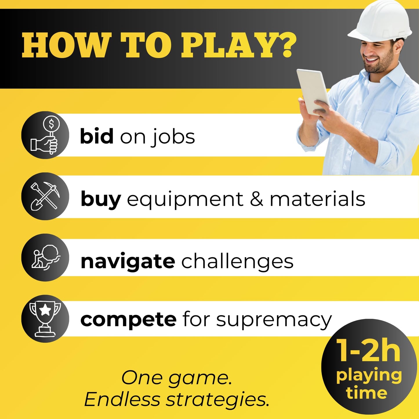 Contractor Board Game - Construction Strategy Game for Family Game Night, City-Building Resource Management, Ages 8+, 2-6 Players