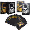 Ivymei 2 Pack Black Silver Skull Playing Cards Waterproof Poker Cards Plastic Gold Foil Poker,PVC High Flexible (Black)