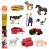 Safari Ltd. Country Farm TOOB - Figurines of Cow, Farmer, German Shepherd, Shire Horse, Rooster, Trailer, Tractor, Pig, Hay Bale, Ewe, Barn
