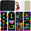 ZMLM Scratch Paper Art Bookmarks Kids: 36 Set Magic Rainbow DIY Art Craft Paper Bookmark Gift Tag Party Favor Goodie Bags Stuffers Pack Activity Bulk