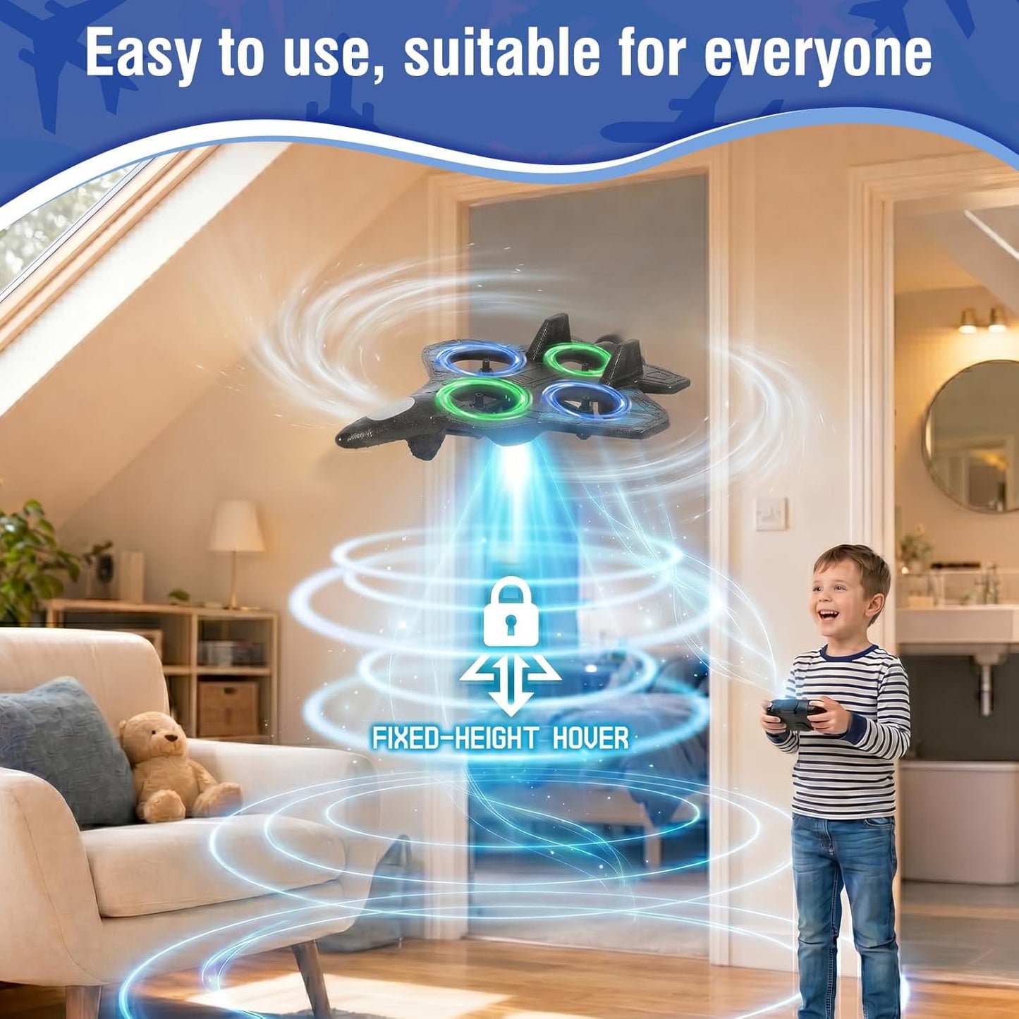 Foam RC Fighter Airplane Toy 360 Flip Easy-to-Fly for Kids Adults Beginners