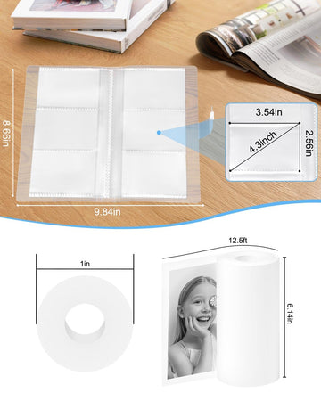 OTJ 12 Rolls Instant Print Camera for Kids Refill Thermal Print Paper Rolls - Photo Album 2.5x3.5 Picture Holder Book Holds 120 Horizontal Photos DIY