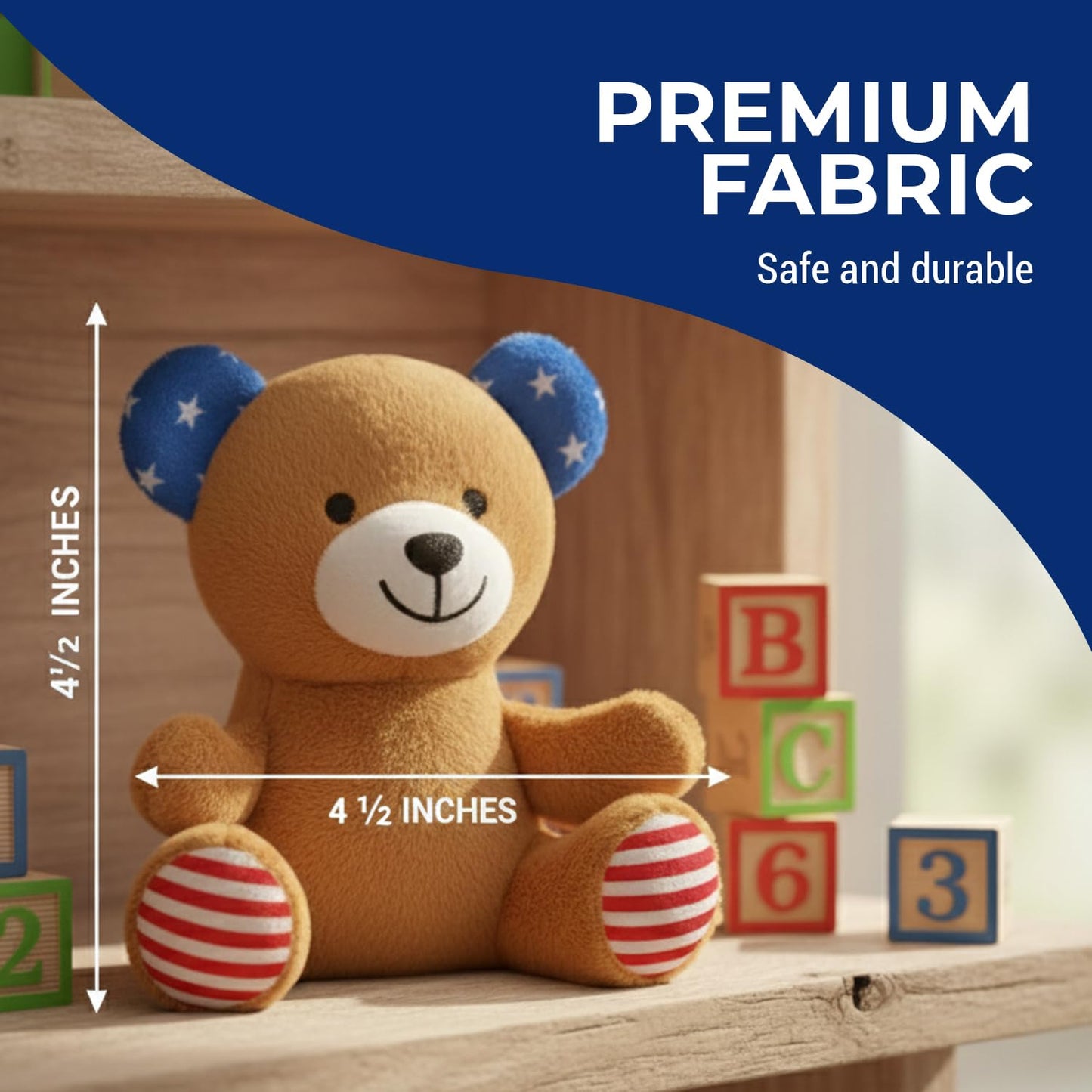 Fun Express 4 1/4" x 4 1/2" Patriotic Stars & Stripes Stuffed Bears - 12 Pieces