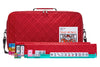 American Mahjong Set “Red" - Quilted PU Leather Carrying Bag with Shoulder Strap & Handles, All-in-One Tile Racks with Pushers, 166 Engraved Tiles
