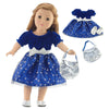 Emily Rose 18" Doll Holiday Dress Set - Midnight Star Sparkly Blue Party Dress with Silver Sequin Shoes & Purse - Premium Gift Boxed Outfit Compatible