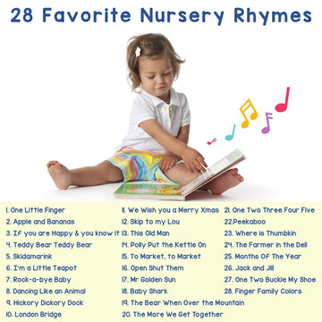 LEARNING BUGS Fun Favorite Nursery Rhymes - Sing Along with 28 Nursery Rhymes, Musical Books for Toddlers, 28-Button Music Book, Musical Toys