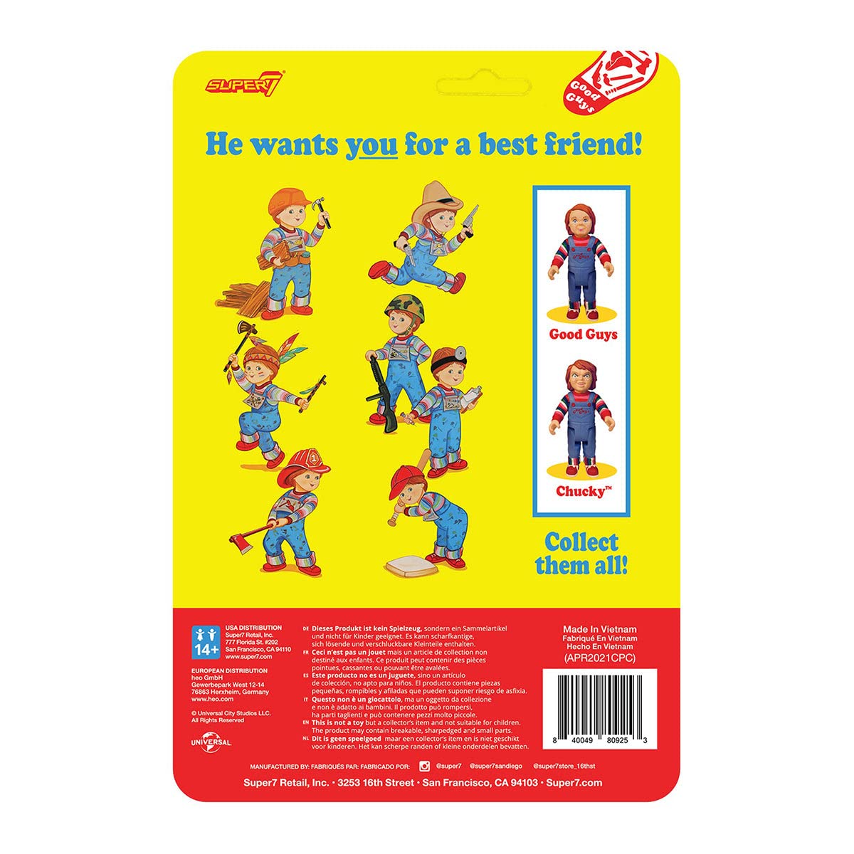 SUPER7 Childs Play Chucky Reaction Figure, Multi-Colored, std (CPLYW01-CKY-02)