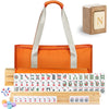 MUTEX American Mahjong Game Set, 166 Premium Mahjong Tile Set with Traveler Size Stylish Orange Carrying Bag, Western Mahjong Set with 4-Piece Wood