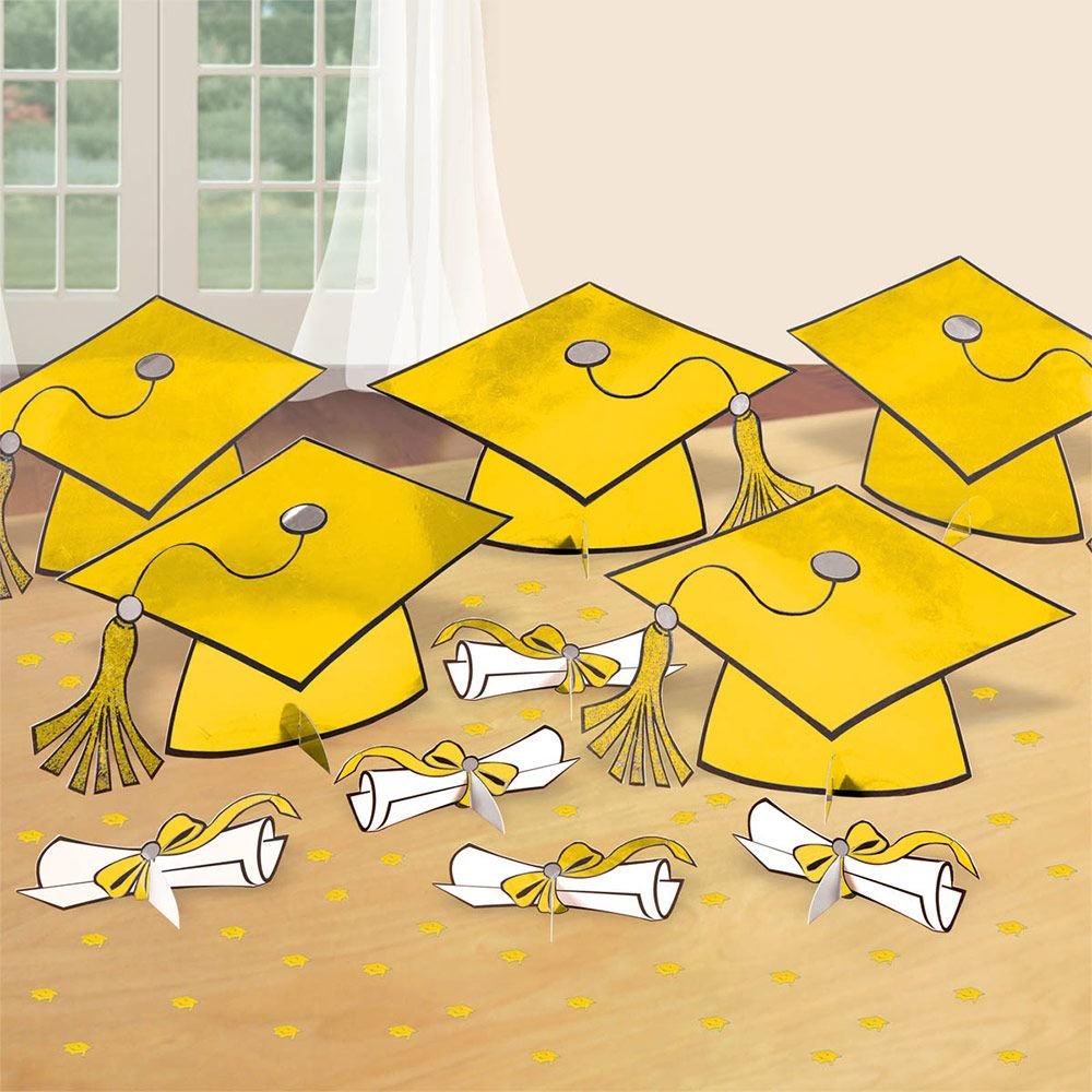 Amscan 240211.1 Yellow Graduation Table Decorating Kit | Party Favor | 1 lot
