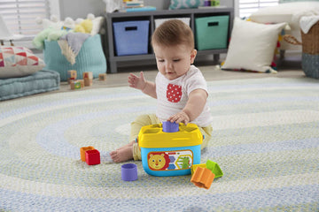 Fisher-Price Infant Toy Baby’s First Blocks, 10 Shapes & Storage Bucket, Sorting Activity for Fine Motor Skill Development Play Ages 6+ Months