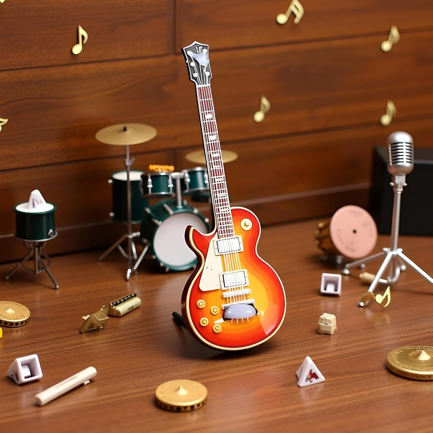 Miniature Guitar 1:12 Dollhouse Scale, Realistic Instrument Model, Multifunction Decorative Ornament for Home, Festival, Holiday, Party